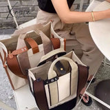 Xajzpa - Casual Striped Canvas Large Tote Bag Designer Women Handbags Luxury Shoulder Crossbody Bags Big Shopper Purse Travel Sac Ol