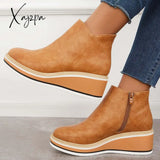 Xajzpa - Casual Wedge Sneakers Side Zipper Platform Ankle Boots