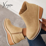 Xajzpa - Casual Wedge Sneakers Side Zipper Platform Ankle Boots