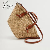 Xajzpa - Casual Wicker Woven Basket Bags Rattan Women Handbags Summer Beach Straw Large Capacity