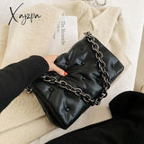 Xajzpa - Chain Pu Leather Underarm Bag For Women Branded Trending Black Shoulder Handbags And