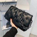 Xajzpa - Chain PU Leather Underarm Bag for Women Branded Trending Black Shoulder Handbags and Purses Female Travel Hand Bag