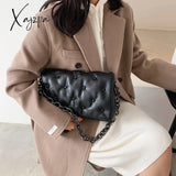 Xajzpa - Chain Pu Leather Underarm Bag For Women Branded Trending Black Shoulder Handbags And