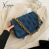 Xajzpa - Chain Pu Leather Underarm Bag For Women Branded Trending Black Shoulder Handbags And