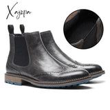 Xajzpa - Chelsea Boots Men 2023 Top Quality Comfortable Fashion Autumn Leather Classic Grey / 40