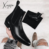 Xajzpa - Chelsea Boots Men Black Brown Business Short Shoes For With Free Shipping Handmade Ankle