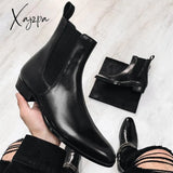 Xajzpa - Chelsea Boots Men Black Brown Business Short Shoes For With Free Shipping Handmade Ankle