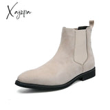 Xajzpa - Chelsea Boots Men Faux Suede Brown Classic Business Casual Versatile British Style Slip-On
