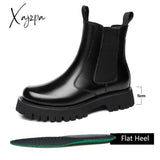 Xajzpa - Chelsea Man Boot Elevator Winter Men Leather Shoe Height Increased High Top Male Platform