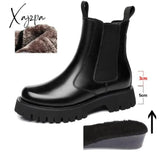 Xajzpa - Chelsea Man Boot Elevator Winter Men Leather Shoe Height Increased High Top Male Platform