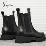 Xajzpa - Chelsea Man Boot Elevator Winter Men Leather Shoe Height Increased High Top Male Platform