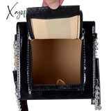 Xajzpa - Chic Cubic Shape Box Women Handbags Designer Chains Totes Luxury Pu Leather Messenger Bag