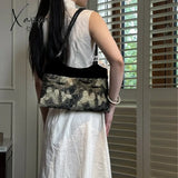 Xajzpa - Chinese Style Fashion Shoulder Bag Butterfly Print Black Pearls Vintage Handbag New