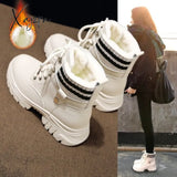 Xajzpa - Chunky Boots Women Ankle Female Shoes Plush Warm Snow Booties Winter Fur Sneakers Botas De