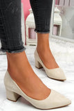 Xajzpa - Chunky Heel Pointed Heels Beige / 5