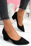 Xajzpa - Chunky Heel Pointed Heels Black / 5