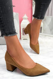 Xajzpa - Chunky Heel Pointed Heels Khaki / 5