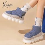 Xajzpa - Chunky High Heels 5Cm Women’s Ankle Boots Winter Platform Soft Female Cotton Shoes