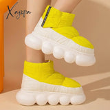 Xajzpa - Chunky High Heels 5Cm Women’s Ankle Boots Winter Platform Soft Female Cotton Shoes