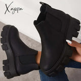 Xajzpa - Chunky Platform Chelsea Boots Lug Sole Slip On Booties