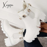 Xajzpa - Chunky Platform Heel Chelsea Ankle Boots Lug Sole Booties