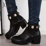 Xajzpa - Chunky Platform Heel Chelsea Ankle Boots Lug Sole Booties