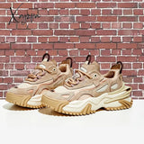 Xajzpa - Chunky Sneakers Women Autumn Flat Platform Shoes Spring Comfortable Thick Bottom Casual