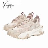 Xajzpa - Chunky Sneakers Women Autumn Flat Platform Shoes Spring Comfortable Thick Bottom Casual Shoes Ladies Apricot Sneakers