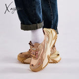 Xajzpa - Chunky Sneakers Women Autumn Flat Platform Shoes Spring Comfortable Thick Bottom Casual