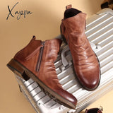 Xajzpa - Classic Chelsea Boots Mens Double Side Zipper Non-Slip Casual Shoes Men Trend Tassel