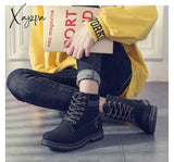 Xajzpa - Classic Martin Boots Women Warm Winter Ankle Bootie Outdoor Walking Shoes Girl Fashion