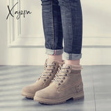 Xajzpa - Classic Martin Boots Women Warm Winter Ankle Bootie Outdoor Walking Shoes Girl Fashion