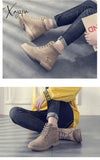 Xajzpa - Classic Martin Boots Women Warm Winter Ankle Bootie Outdoor Walking Shoes Girl Fashion