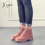 Xajzpa - Classic Martin Boots Women Warm Winter Ankle Bootie Outdoor Walking Shoes Girl Fashion