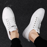 Xajzpa - Classic White Sneakers Men Casual Leather Shoes Male Lace-Up Genuine Flats Fashion Korean