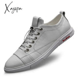 Xajzpa - Classic White Sneakers Men Casual Leather Shoes Male Lace-Up Genuine Flats Fashion Korean