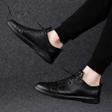 Xajzpa - Classic White Sneakers Men Casual Leather Shoes Male Lace-Up Genuine Flats Fashion Korean