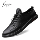 Xajzpa - Classic White Sneakers Men Casual Leather Shoes Male Lace-Up Genuine Flats Fashion Korean