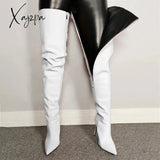 Xajzpa - Colorful Long Boots For Girls New Women’s Over-The-Knee Pu Leather Women High Knee Heels