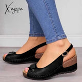 Xajzpa - Comfortable Casual Wedge Heel Sandals Black / 35