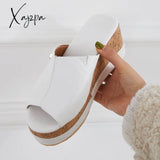 Xajzpa - Comfortable Cork Footbed Slip-On Sandals Platform Wedge Slippers