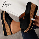 Xajzpa - Comfortable Cork Footbed Slip-On Sandals Platform Wedge Slippers