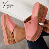 Xajzpa - Comfortable Cork Footbed Slip-On Sandals Platform Wedge Slippers