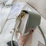 Xajzpa - Contrast Color Leather Crossbody Bags For Women Travel Handbag Fashion Simple Shoulder