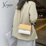 Xajzpa - Contrast Color Leather Crossbody Bags For Women Travel Handbag Fashion Simple Shoulder