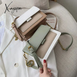 Xajzpa - Contrast Color Leather Crossbody Bags For Women Travel Handbag Fashion Simple Shoulder