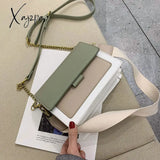 Xajzpa - Contrast Color Leather Crossbody Bags For Women Travel Handbag Fashion Simple Shoulder