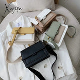 Xajzpa - Contrast Color Leather Crossbody Bags For Women Travel Handbag Fashion Simple Shoulder