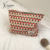 Xajzpa - Corduroy Make Up Bag Organizer Clutch Retro Flower Print Cosmetic Wash Women Travel Makeup