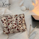 Xajzpa - Corduroy Make Up Bag Organizer Clutch Retro Flower Print Cosmetic Wash Women Travel Makeup